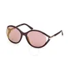 Tom Ford Melody Brown Mirror Oval Ladies Sunglasses Ft1090 48z 59