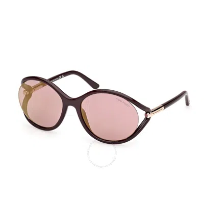 Tom Ford Melody Brown Mirror Oval Ladies Sunglasses Ft1090 48z 59