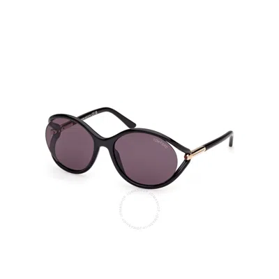 Tom Ford Melody Smoke Oval Ladies Sunglasses Ft1090 01a 59 In Black