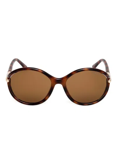 Tom Ford Melody Tortoiseshell Oval Sunglasses In ブラウン
