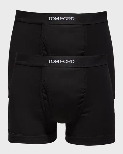 Tom Ford Men's 2-pack Solid Jersey Boxer Briefs In Black