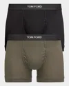 Tom Ford Men's 2-pack Solid Jersey Boxer Briefs In Military Green/black