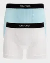 Tom Ford Logo-waistband Boxers (pack Of Two) In White/artic Blue