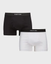 Tom Ford Men's 2-pack Solid Jersey Boxer Briefs In White/black