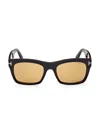 Tom Ford Men's 56mm Rectangular Sunglasses In Shiny Black Yellow