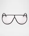Tom Ford Eyewear Pilot Frame Sunglasses In Shiny Black Logophoochromic Smoke Lenses