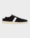 Tom Ford Blake Sneakers Suede Upper Contrast Stripe Rubber Sole In Black