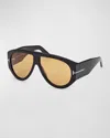 Tom Ford Bronson 60mm Gradient Pilot Sunglasses In Black