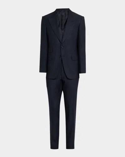 Tom Ford Men & Apos;s Check Single-breasted Suit In Blue