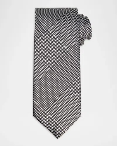 Tom Ford Men & Apos;s Glen Plaid Linen Tie In Gray