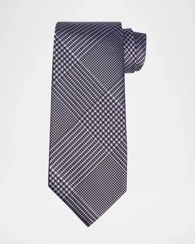 Tom Ford Men & Apos;s Glen Plaid Linen Tie In Gray
