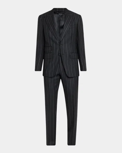 Tom Ford Men & Apos;s Hairline Stripe Single-breasted Suit In Black