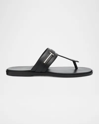 Tom Ford Brighton Leather Sandals In Black