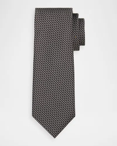 Tom Ford Men & Apos;s Linen Zipper-effect Tie In Black