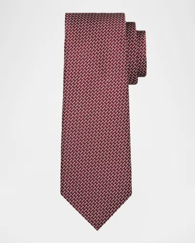 Tom Ford Men & Apos;s Linen Zipper-effect Tie In Burgundy