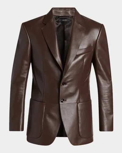 Tom Ford Men & Apos;s Nappa Leather Blazer In Brown