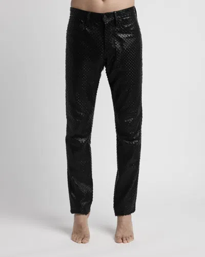 Tom Ford Men & Apos;s Perforated Leather Straight-leg Five-pocket Pants In Black
