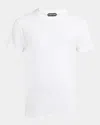 Tom Ford White Crewneck T-shirt With Logo Embroidery On The Front And Perforated Design In Cotton Man In White