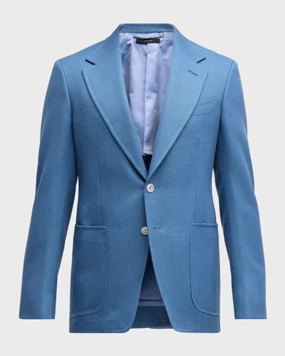 Tom Ford Men & Apos;s Shelton Hopsack Sport Coat In Blue