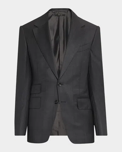 Tom Ford Men & Apos;s Shelton Shadow Windowpane Single-breasted Suit In Black