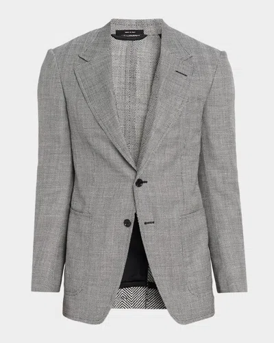Tom Ford Men & Apos;s Shelton Wool And Linen Chevron Sport Coat In Gray