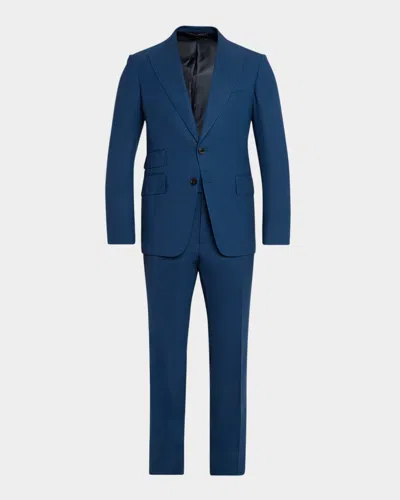 Tom Ford Men & Apos;s Shelton Wool Sharkskin Two-piece Suit In Blue