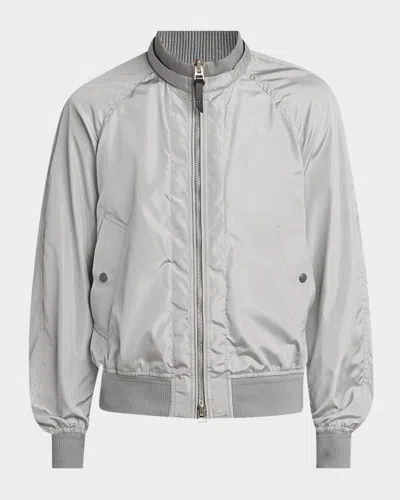 Tom Ford Men & Apos;s Silk Taffeta Knit Bomber Jacket In White