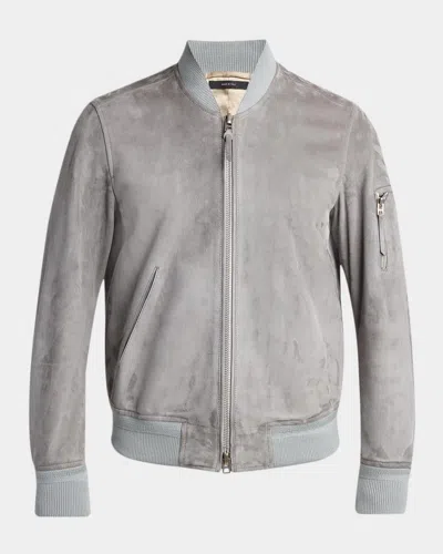 Tom Ford Men & Apos;s Suede Bomber Jacket In Gray