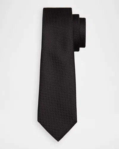 Tom Ford Men & Apos;s Tonal Basketweave Jacquard Silk Tie In Black