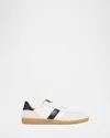 Tom Ford Archer White Low Top Sneakers With Logo Lettering On Tongue And Heel And Contrasting Heel In Leather
