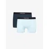 TOM FORD TOM FORD MEN'S ARTIC BLUE / NAVY LOGO-WAISTBAND PACK OF TWO STRETCH-COTTON BOXERS