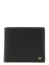 Tom Ford T-line Small Grain Calfskin Leather Bifold Wallet In Black