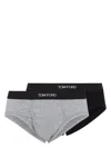 Tom Ford 2-pack Cotton Blend Briefs In Grey