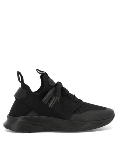 TOM FORD MEN'S BLACK JAGO SNEAKERS FOR SS24 COLLECTION