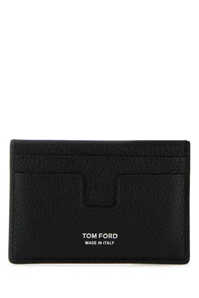 Tom Ford Men Black Leather Card Holder