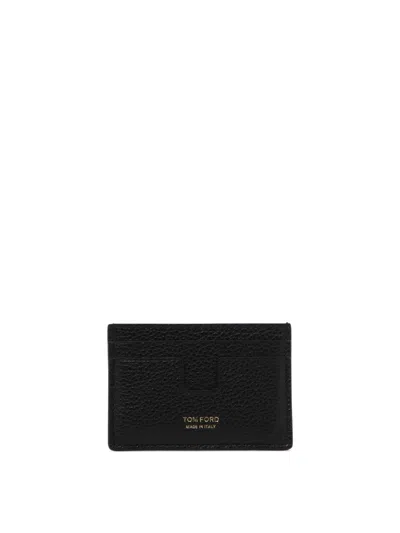 Tom Ford Men's Black Leather Card Holder For Ss24 Collection