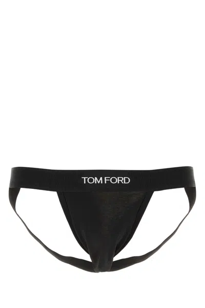 Tom Ford Men Black Stretch Cotton Jockstrap