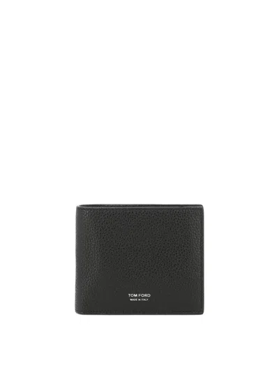 Tom Ford Men's Black Wallet With Printed Logo And 8 Card Slots For Ss24