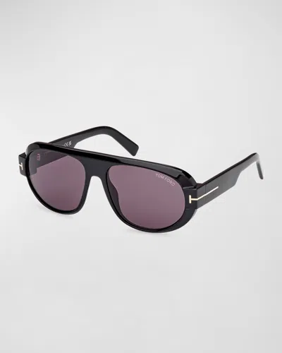Tom Ford Men's Blake-02 Acetate Round Sunglasses In Black
