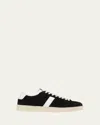 Tom Ford Blake Sneakers Suede Upper Contrast Stripe Rubber Sole In Black