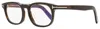 Tom Ford Men's Blue Block Eyeglasses Tf5930-d-b 052 Dark Havana 52mm In Multi