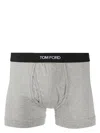 Tom Ford Logo-embroidered Cotton-blend Jersey Boxers In Grey