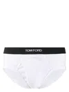 Tom Ford Mens White Branded-waistband Fitted Pack Of Two Stretch-cotton Briefs L In White