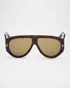 Tom Ford Bronson 60mm Aviator Sunglasses In Brown