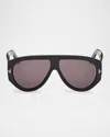 Tom Ford Bronson 60mm Aviator Sunglasses In Brown