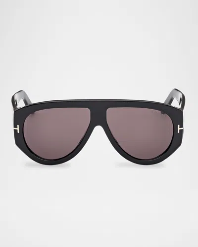 TOM FORD MEN'S BRONSON T-LOGO SHIELD SUNGLASSES