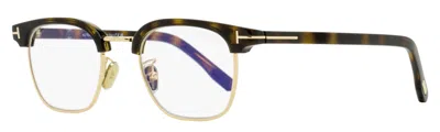 Tom Ford Men's Brow Line Blue Block Eyeglasses Tf5932-d-b 052 Havana/gold 47mm In Brown