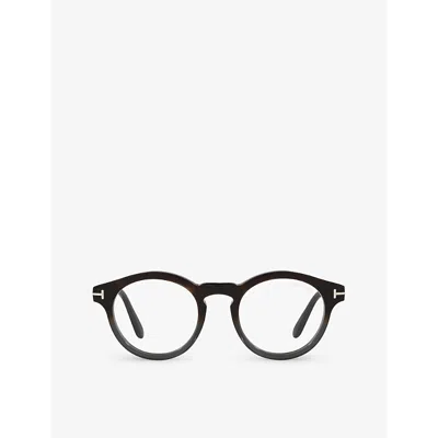 Tom Ford Mens Brown Tr001692 Ft5887-b Round-frame Acetate Glasses