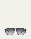 Tom Ford Men's Bruce Acetate Square Sunglasses In Gray