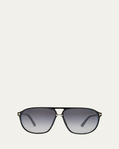 Tom Ford Men's Bruce Acetate Square Sunglasses In Gray